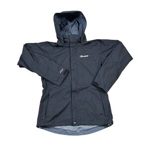 Berghaus AQ2 Waterproof Jacket Womens Small Waterproof Hooded Black Logo‎ Rain